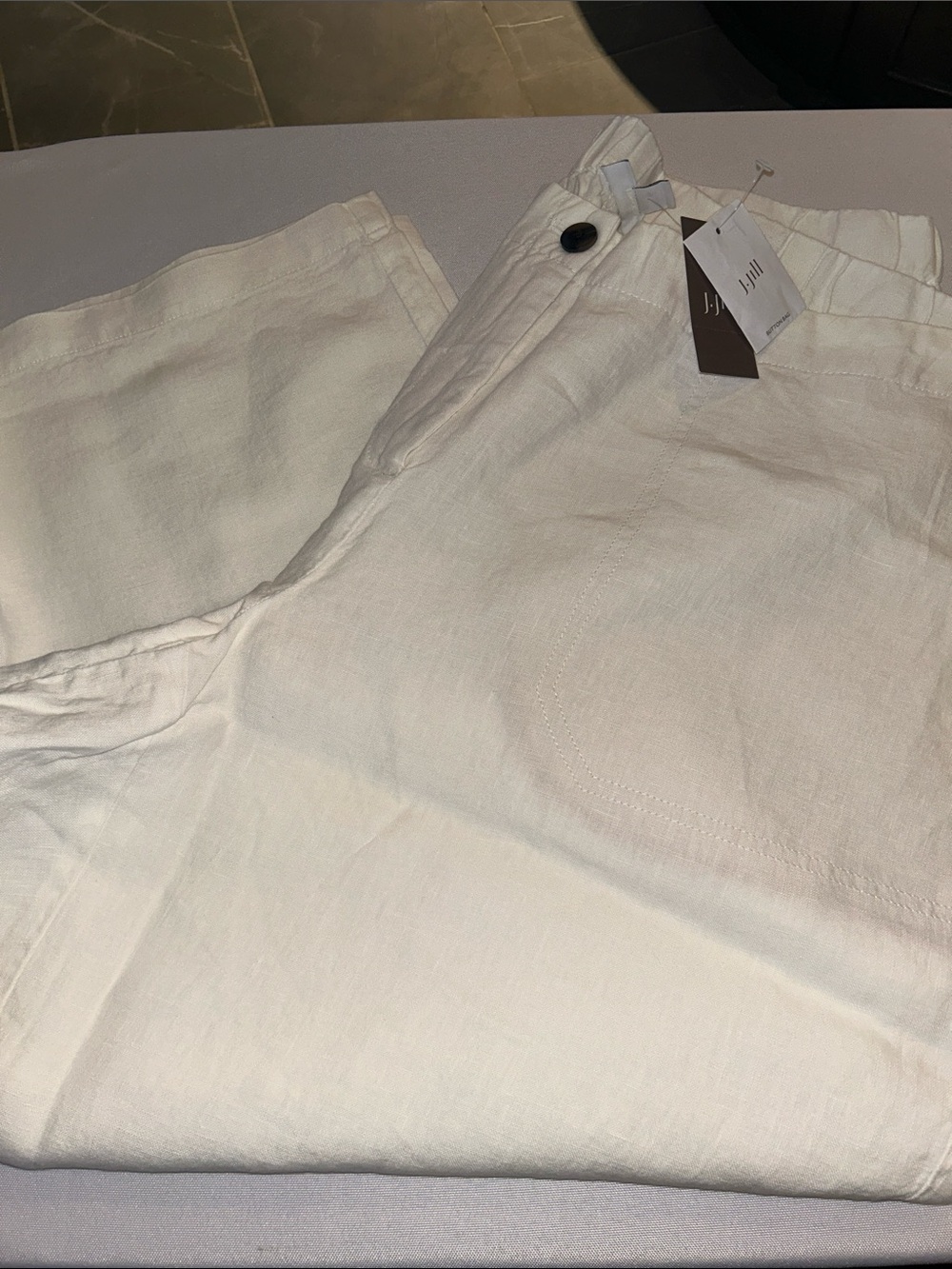 J. Jill Ivory Cream Linen Capri Crop Pants Pockets 2X or XXL Reg $99 NWT 2X